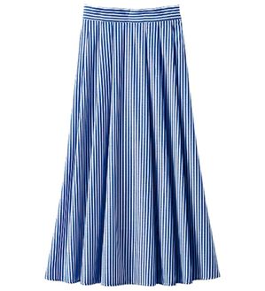 BELLUNA（ベルーナ）の「大人顔フレアーデザインスカート（ロングスカート）」｜ブルーストライプ
