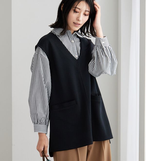 BELLUNA（ベルーナ）の「静電気防止インナー付Ｖネックベストアンサンブル（アンサンブル）」｜詳細画像