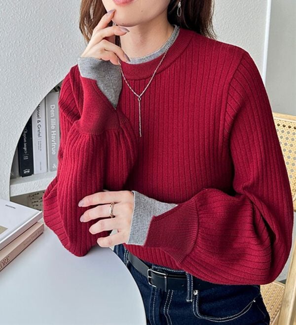 GeeRA（ジーラ）の「レイヤード風モチっと柔らかリブニット（ニット・セーター）」｜詳細画像