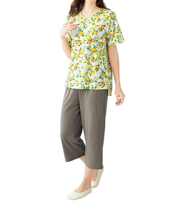 「【２着組】気分上がる♪ミセスの彩りフルーツ柄ウェア（パジャマ・ルームウェア）」｜詳細画像