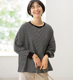 BELLUNA（ベルーナ）の「ゆったり体型カバー！ボーダープルオーバー（カットソー）」｜詳細画像