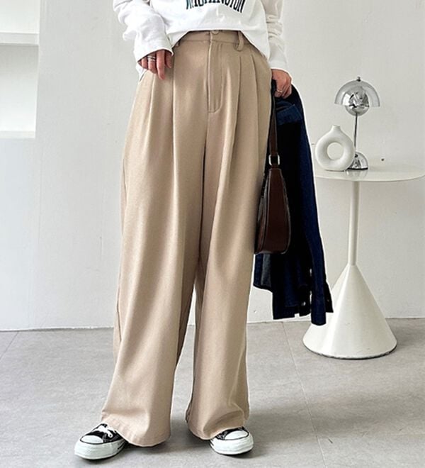 GeeRA（ジーラ）の「着心地抜群！ハイウエストダブルタックワイドパンツ（フルレングスパンツ）」｜詳細画像