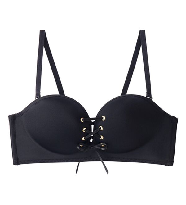 YU'NOW（ユナウ）の「＜ノンワイヤー＞＜２ＷＡＹストラップ＞谷間メイクのレースアップチューブブラ（ブラジャー）」｜詳細画像