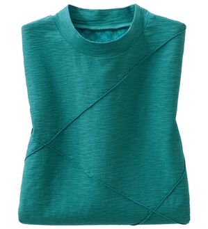 ルフラン（ルフラン）の「ひんやり綿１００％スラブカットソー（カットソー）」｜ピーコックグリーン