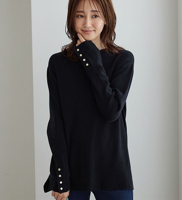 BELLUNA（ベルーナ）の「もちもち袖ボタンニットプルオーバー（ニット・セーター）」｜詳細画像