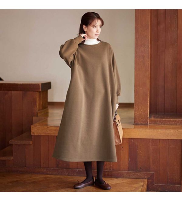 Viola e Viola（ヴィオラ エ ヴィオラ）の「あったか裏起毛ゆるワンピース（カットソーワンピース）」｜詳細画像