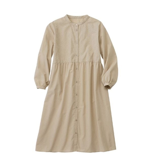 パッと華やぐ繊細刺しゅうの大人シャツワンピース - ベルーナ