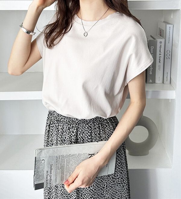 GeeRA（ジーラ）の「綿１００％前後２ＷＡＹシルケットフレンチスリーブカットソー（Tシャツ）」｜詳細画像