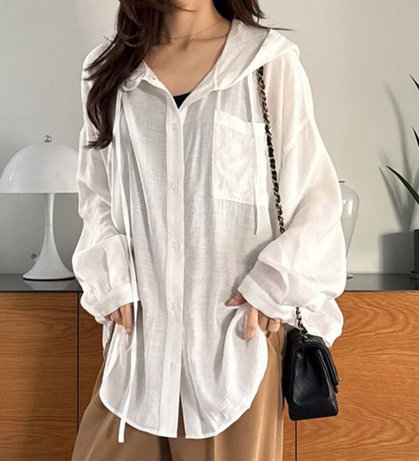 GeeRA（ジーラ）の「羽織にも◎フード付きオーバーサイズシャツ（シャツ）」｜詳細画像