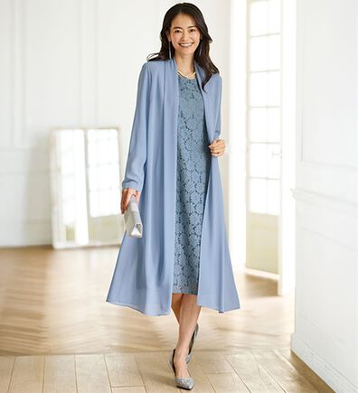 BELLUNA（ベルーナ）の「軽やかロングジャケットレースワンピースアンサンブル（ワンピースセットスーツ）」