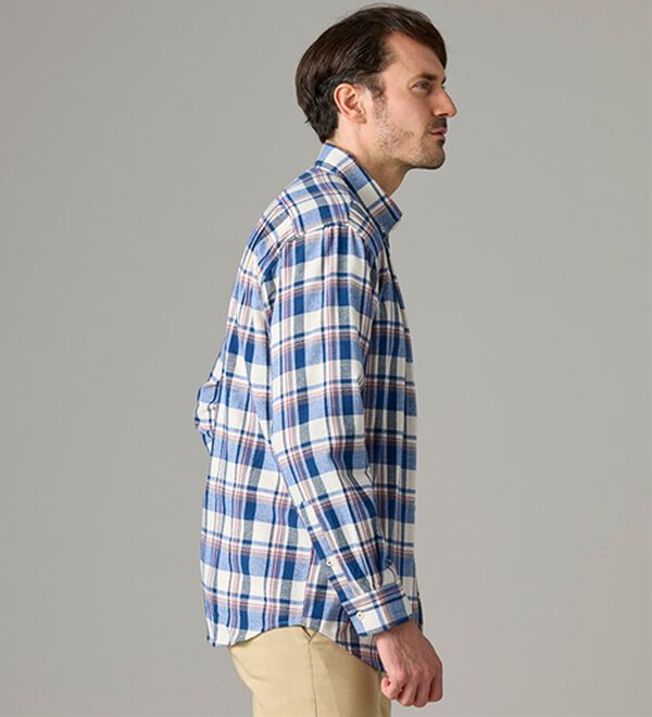 「＜ハッシュパピー＞しっとり柔らか綿１００％ネルシャツ（メンズシャツ）」｜詳細画像