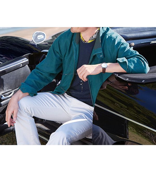 「さっと羽織れる麻１００％ライダースブルゾン（メンズジャケット）」｜詳細画像