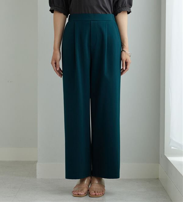 BELLUNA（ベルーナ）の「ポンチ素材タック使いワイドパンツ（ワイドパンツ・ガウチョ）」｜詳細画像