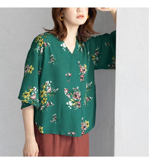 GeeRA（ジーラ）の「花柄フレアースリーブブラウス（ブラウス）」｜詳細画像