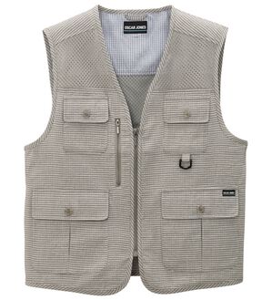 「夏素材の多ポケットベストコレクション（メンズベスト）」｜グレー(しじら)
