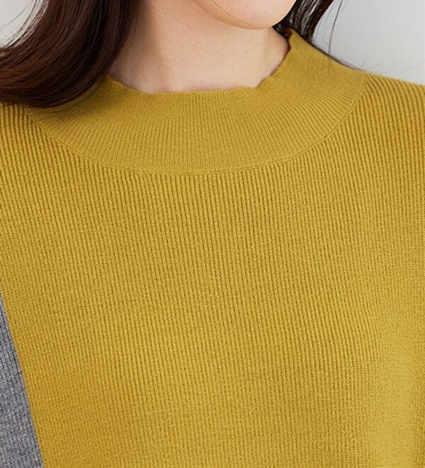 BELLUNA（ベルーナ）の「配色デザイン編地切替ニットプルオーバー（ニット・セーター）」｜詳細画像