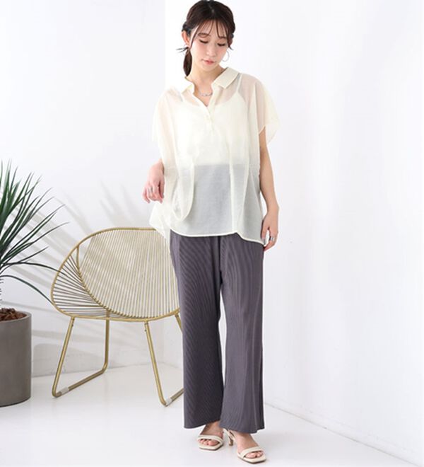 A HAPPY MARILYN（アハッピーマリリン）の「【Ｌ～８Ｌ】丈が選べる！さらトロリブイージーパンツ（ワイドパンツ・ガウチョ）」｜詳細画像