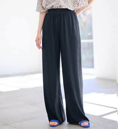 Viola e Viola（ヴィオラ エ ヴィオラ）の「【５つの機能付】丈切れる！楽ちんジャカードパンツ（ワイドパンツ・ガウチョ）」