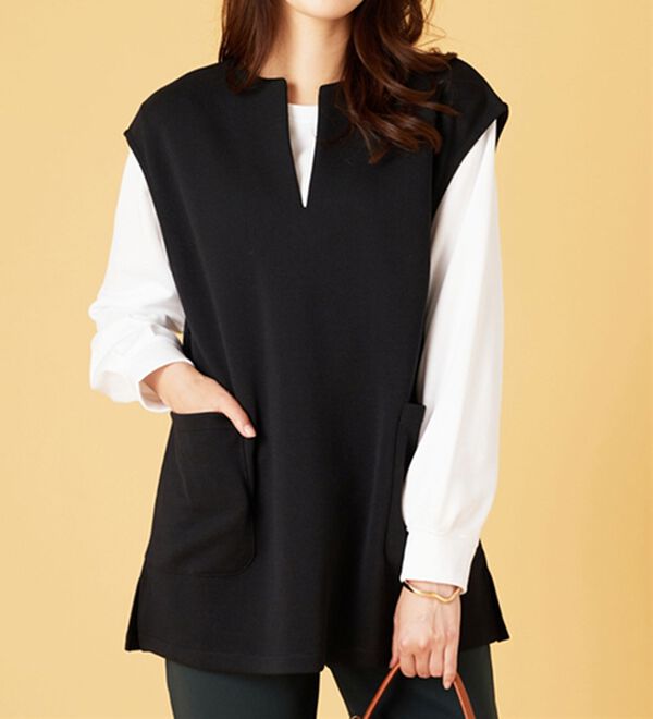 BELLUNA（ベルーナ）の「【2点セット】静電気防止インナー付ベストアンサンブル（アンサンブル）」｜詳細画像