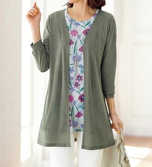 BELLUNA（ベルーナ）の「コーデが完成！花柄プリントカーディガンアンサンブル（アンサンブル）」｜オリーブ系