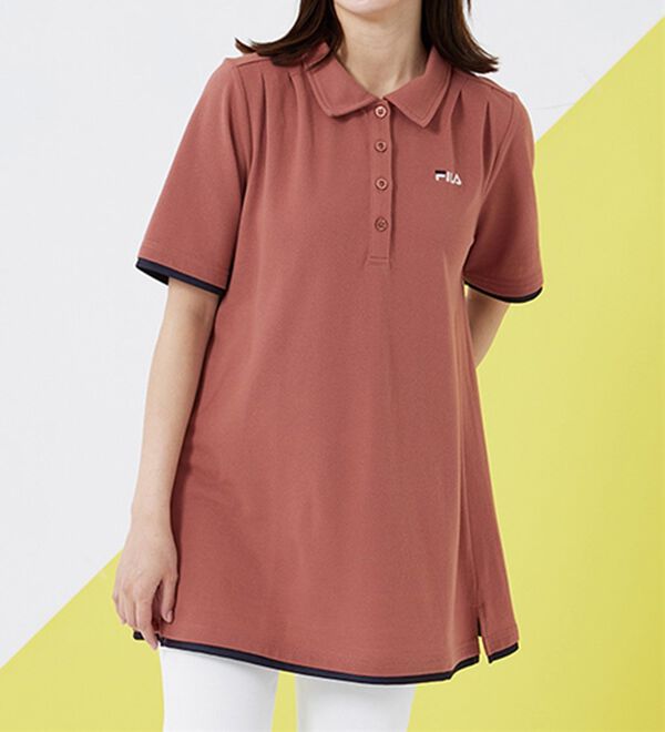 BELLUNA（ベルーナ）の「＜ＦＩＬＡ＞ひんやり！タック使い配色ポロチュニック（ポロシャツ）」｜詳細画像