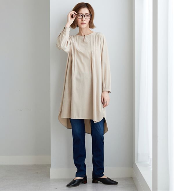 BELLUNA（ベルーナ）の「コーデュロイ素材ピンタック使いワンピース（その他ワンピース）」｜詳細画像