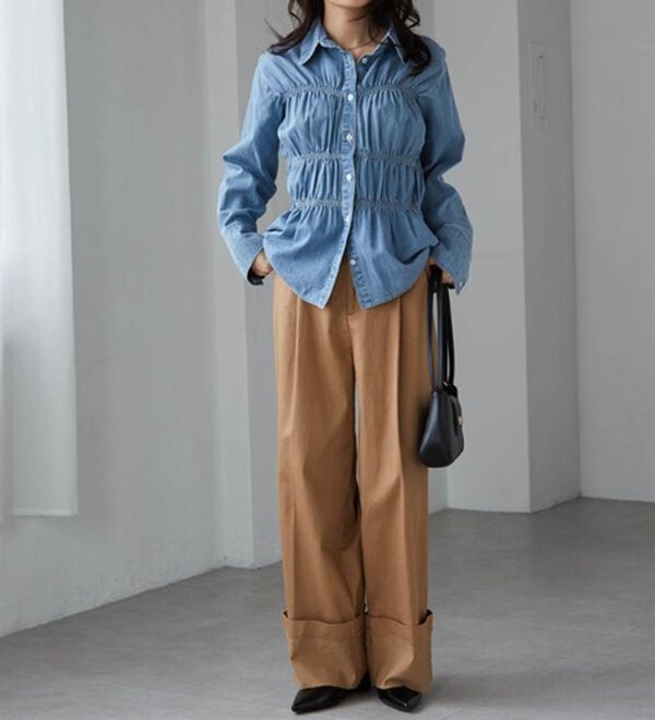 RANAN（ラナン）の「ライトデニムシャーリングデザインシャツブルー（シャツ）」｜詳細画像