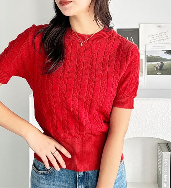 GeeRA（ジーラ）の「ケーブル編みニットトップス（ニット・セーター）」｜詳細画像