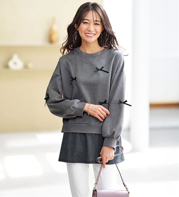 BELLUNA（ベルーナ）の「スエード調リボンモチーフチュニック（チュニック）」｜詳細画像