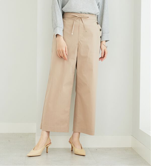 BELLUNA（ベルーナ）の「サラリ綿混ボタン使いワイドパンツ（ワイドパンツ・ガウチョ）」｜詳細画像