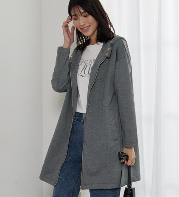 BELLUNA（ベルーナ）の「衿デザインロング丈パーカー（パーカー）」｜詳細画像