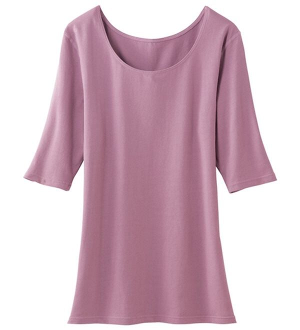 LAVIENNE（ラヴィエンヌ）の「スーッと猫背をケアするインナー（肌着・インナーウェア）」｜グレイッシュローズ 5分袖