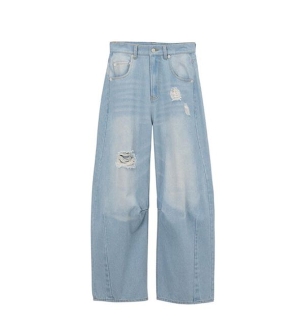 GeeRA（ジーラ）の「ダメージカーブデニムパンツ（フルレングスパンツ）」｜詳細画像