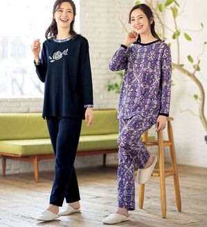 ルフラン（ルフラン）の「【２着組】綿１００％華やぎトラベルパジャマ（パジャマ・ルームウェア）」｜詳細画像