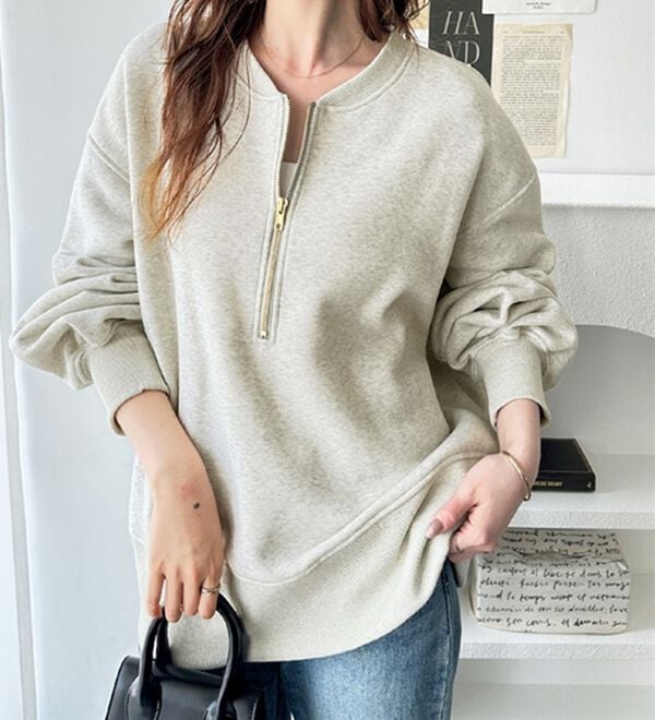 GeeRA（ジーラ）の「【ラク&times;きれい】ハーフジップ裏起毛スウェット（トレーナー・スウェット）」｜詳細画像