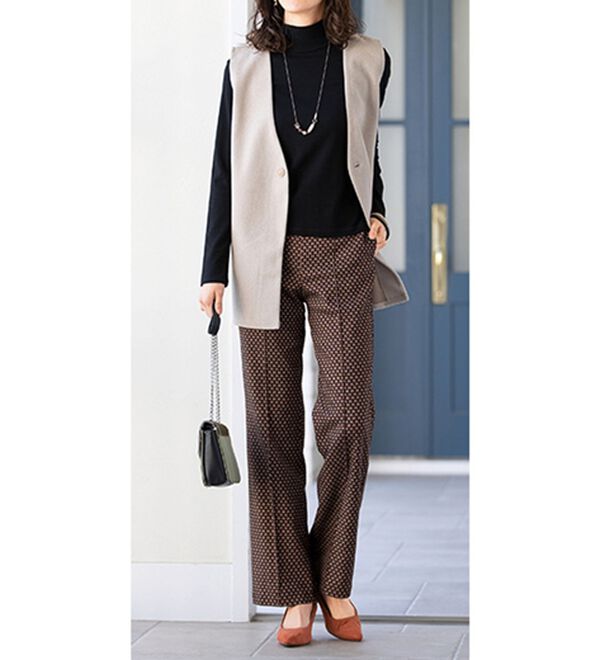 ルフラン（ルフラン）の「【２本組】ジャカード素材ストレッチパンツ＜ブラン＞（フルレングスパンツ）」｜詳細画像