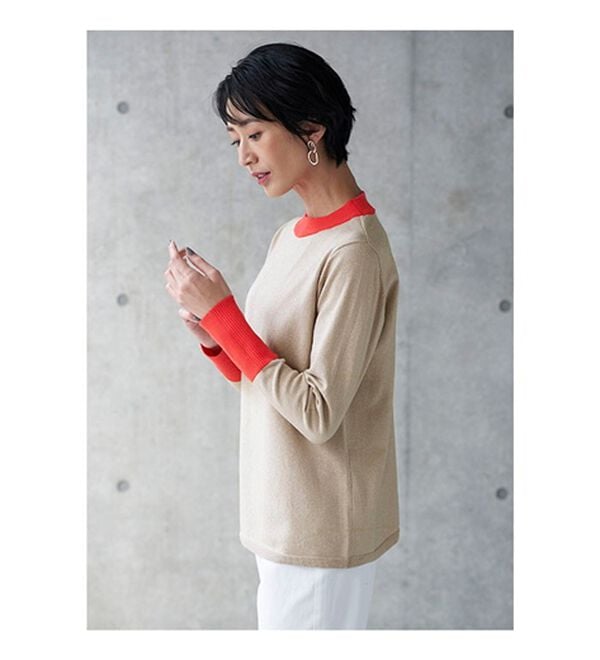 BELLUNA（ベルーナ）の「ラメ入り配色ニットプルオーバー（ニット・セーター）」｜詳細画像