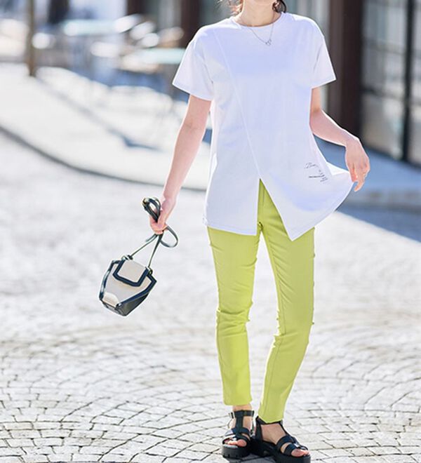 RANAN（ラナン）の「【接触冷感】ロゴプリントチュニックTシャツ（Tシャツ）」｜詳細画像