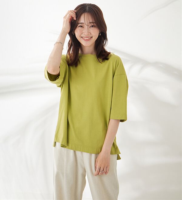 BELLUNA（ベルーナ）の「ひんやリッチコットン大人のゆったりプルオーバー（カットソー）」｜詳細画像