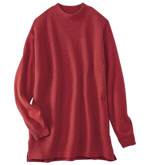 BELLUNA（ベルーナ）の「カシミヤウールあぜ編ハイネックデザインセーター（ニット・セーター）」｜赤