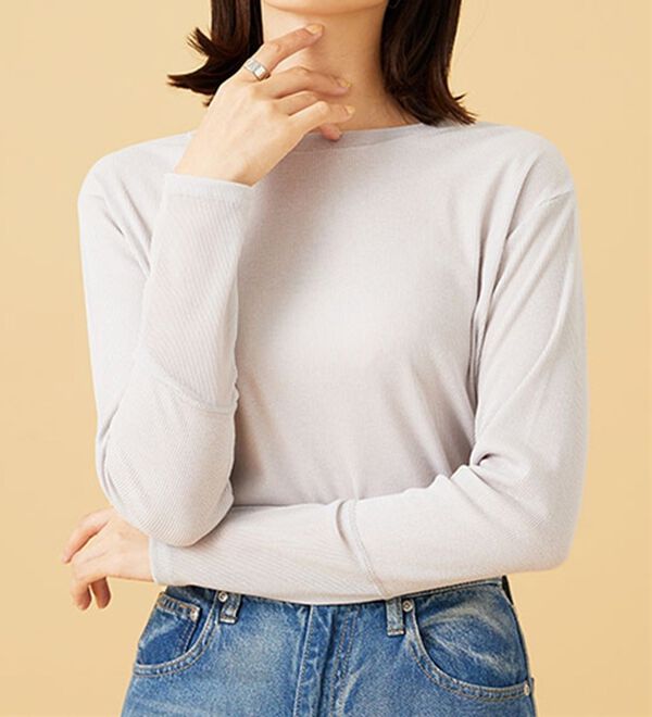 BELLUNA（ベルーナ）の「衿＆袖ラメチュール切替プルオーバー（カットソー）」｜詳細画像