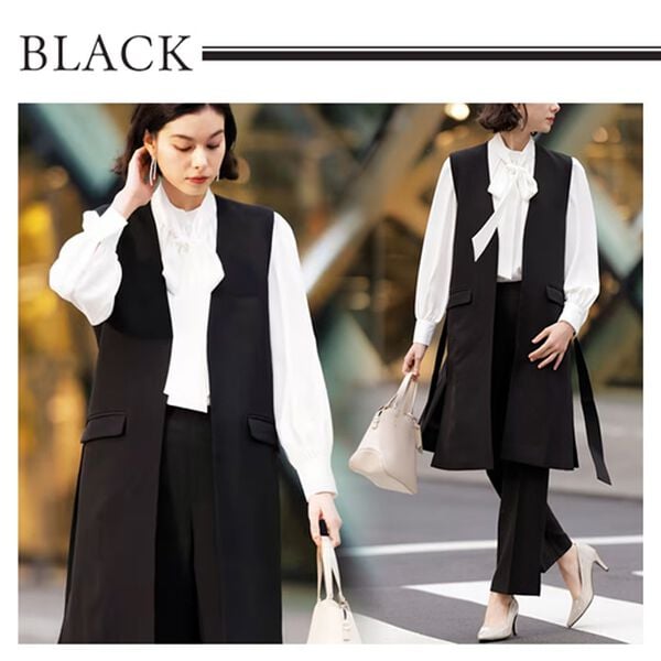 GeeRA（ジーラ）の「【２点セット】ロングジレセットアップスーツ（パンツスーツ）」｜詳細画像