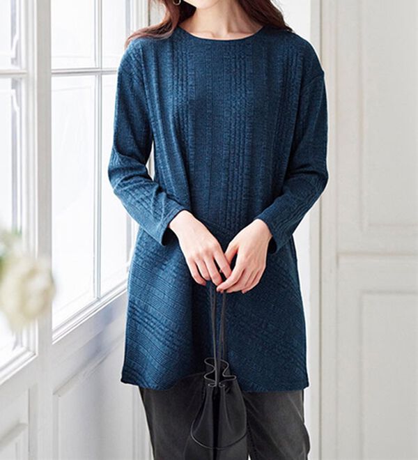 BELLUNA（ベルーナ）の「杢調ランダムテレコ切替チュニック（チュニック）」｜詳細画像