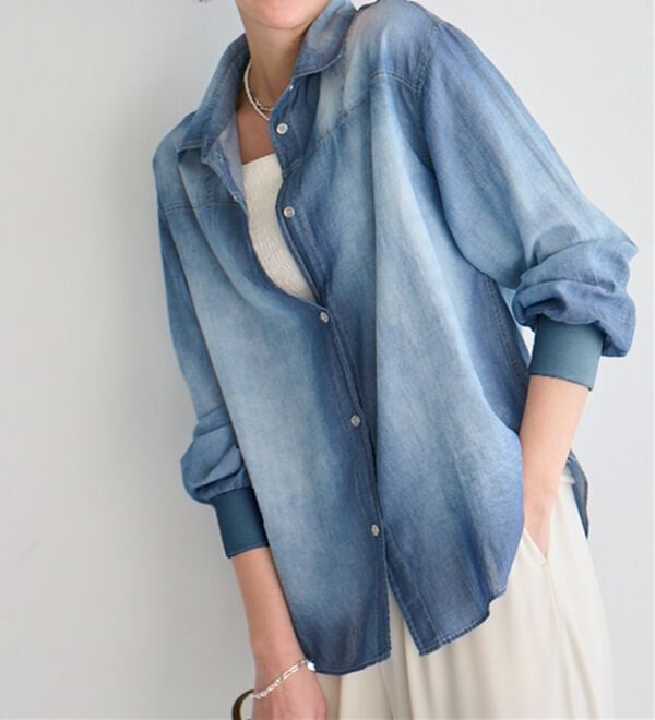 BELLUNA（ベルーナ）の「柔らかシアーデニム素材シャツチュニック（チュニック）」｜詳細画像