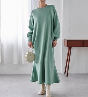 RANAN（ラナン）の「＜ＨＩＧＨ　ＳＰＥＣ＞毛玉になりにくい！ペプラムデザインワンピース（その他ワンピース）」｜ライトカーキ