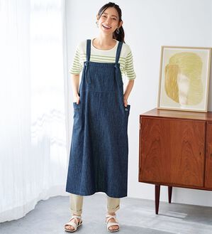 BELLUNA（ベルーナ）の「＜＆ｃｏｃｏｃｈｉ＞コットンリネンデニムジャンパースカート（シャツワンピース）」｜インディゴ