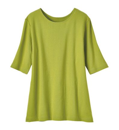 「汗染み対策綿１００％リブ素材５分袖プルオーバー（肌着・インナーウェア）」