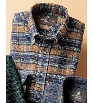 「＜コムルヴァン・オム＞コットンツイード柔らかボタンダウンシャツ（メンズシャツ）」｜ブラウン系ボタンダウン