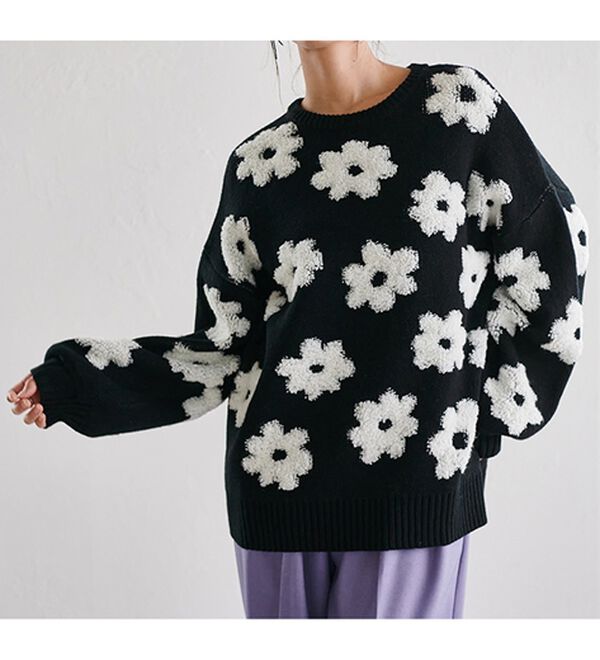 RANAN（ラナン）の「花柄ジャカードニットプルオーバー（ニット・セーター）」｜詳細画像