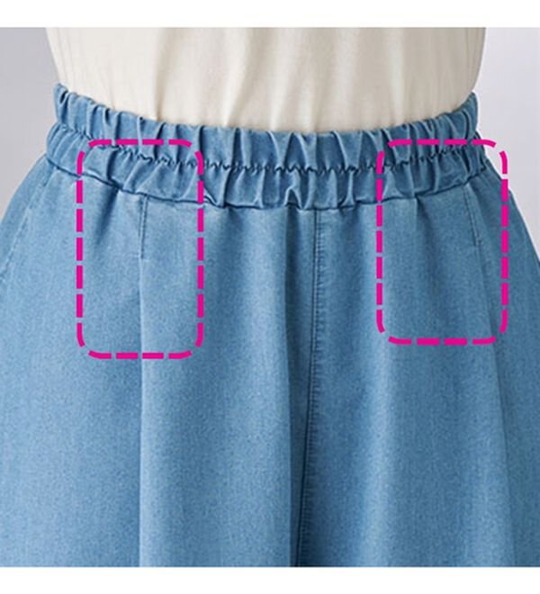 LAVIENNE（ラヴィエンヌ）の「うすかるデニムワイドパンツ（ワイドパンツ・ガウチョ）」｜詳細画像